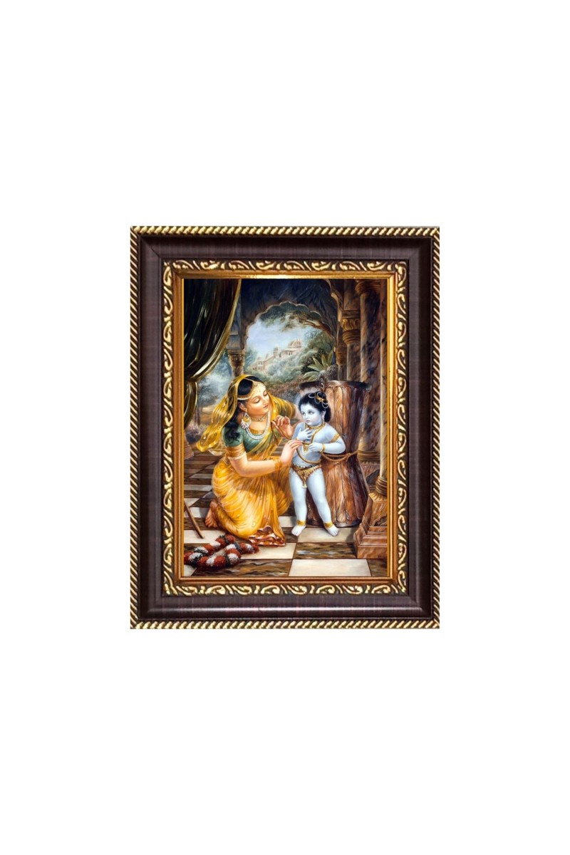 Maa Yoshada & Baby Krishna Digital Print Photo 6.7x8.7 inches  (I24) - Vibrant Religious Wall Art for Home or Office Decor.