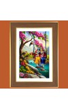 Radha Krishna Photo Frame  10x14 Inches-Brown Wooden Frame for Home , Office & Temple Decoration and Gifting