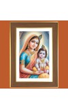  Krishna and Yashoda Photo Frame  10x14 Inches-Brown Wooden Frame for Home , Office & Temple Decoration and Gifting
