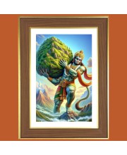 Lord Hanuman Photo Frame  10x14 Inches-Brown Wooden Frame for Home , Office & Temple Decoration and Gifting