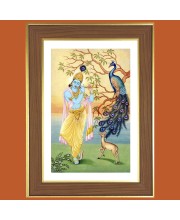 God Sri Krishna Photo Frame  10x14 Inches-Brown Wooden Frame for Home , Office & Temple Decoration and Gifting
