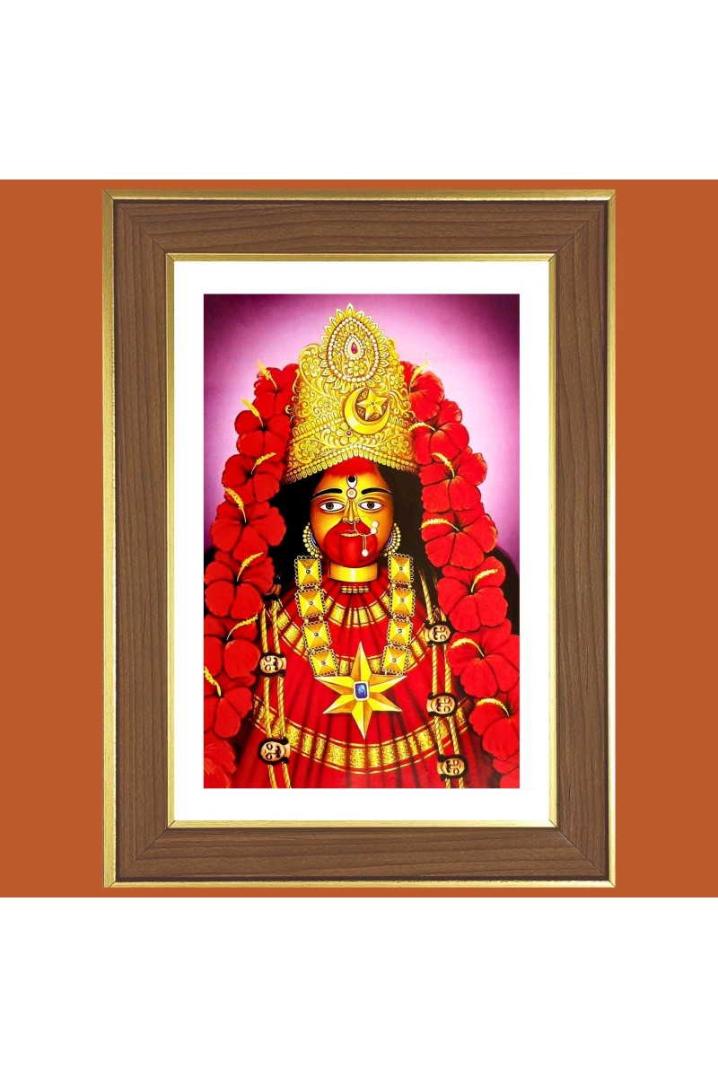 Jai maa kali  Photo Frame  10x14 Inches-Brown Wooden Frame for Home , Office & Temple Decoration and Gifting