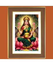 Goddess laxmi Photo Frame  10x14 Inches-Brown Wooden Frame for Home , Office & Temple Decoration and Gifting