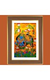 Radha Krishna Design Photo Frame  10x14 Inches-Brown Wooden Frame for Home , Office & Temple Decoration and Gifting