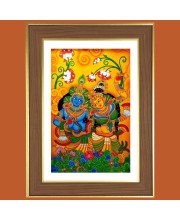 Radha Krishna Design Photo Frame  10x14 Inches-Brown Wooden Frame for Home , Office & Temple Decoration and Gifting