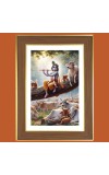 Lord Krishna with Murali Photo Frame  10x14 Inches-Brown Wooden Frame for Home , Office & Temple Decoration and Gifting