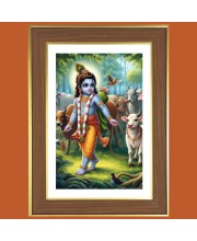 Little Krishna Photo Frame  10x14 Inches-Brown Wooden Frame for Home , Office & Temple Decoration and Gifting