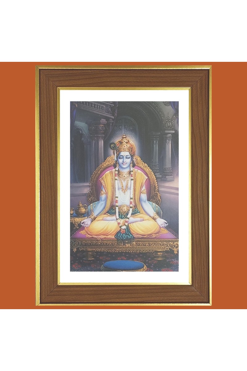 Lord shri Krishna  Photo Frame  10x14 Inches-Brown Wooden Frame for Home , Office & Temple Decoration and Gifting