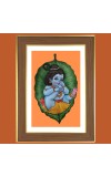 Baby Krishna with leaf Photo Frame 10x14 Inches-Brown Wooden Frame for Home , Office & Temple Decoration and Gifting Baby Krishna with leaf Photo Frame 10x14 Inches-Brown Wooden Frame for Home , Office & Temple Decoration and Gifting