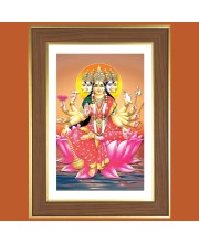 Goddess Gayathri Devi  Photo Frame  10x14 Inches-Brown Wooden Frame for Home , Office & Temple Decoration and Gifting