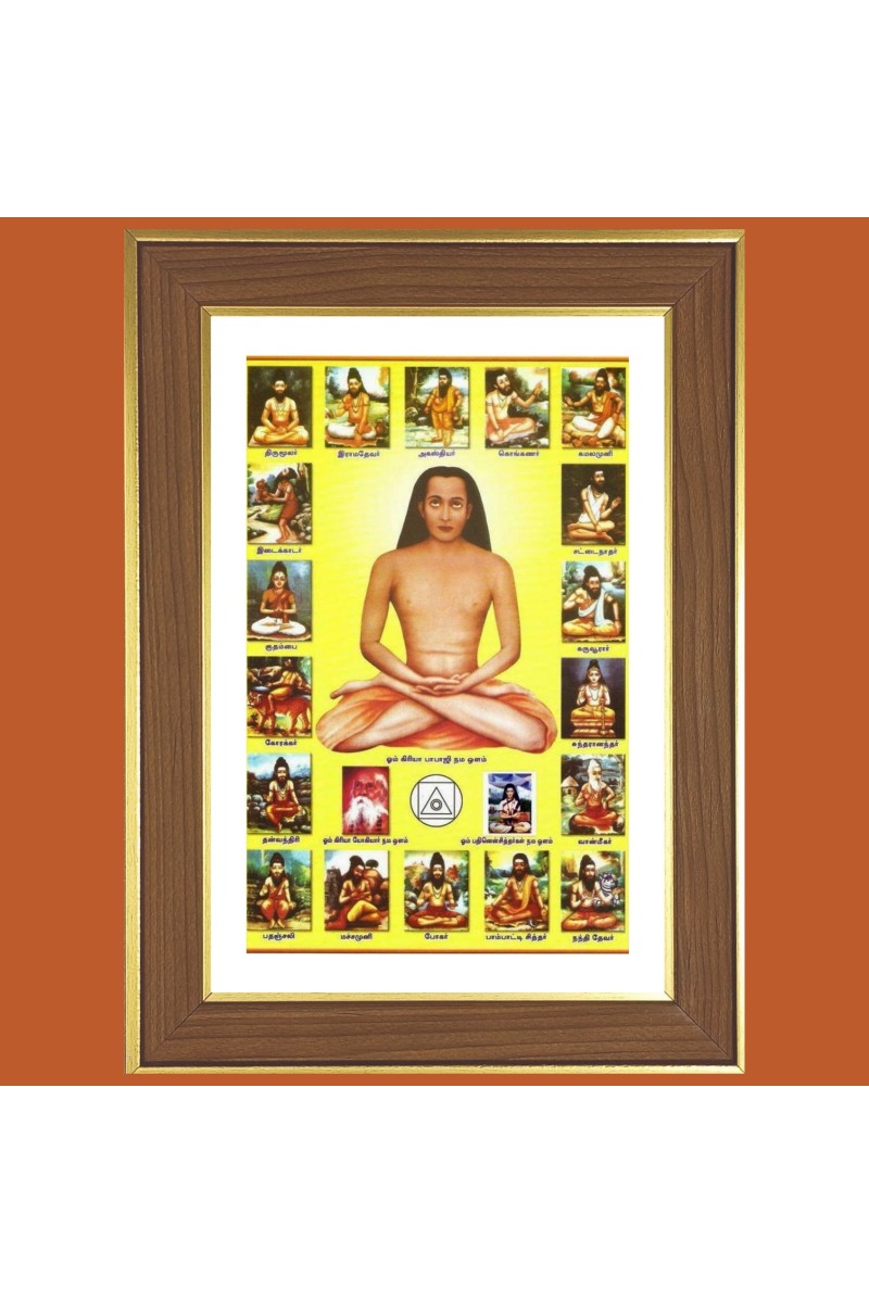 MAHAVATAR BABAJI Photo Frame  10x14 Inches-Brown Wooden Frame for Home , Office & Temple Decoration and Gifting