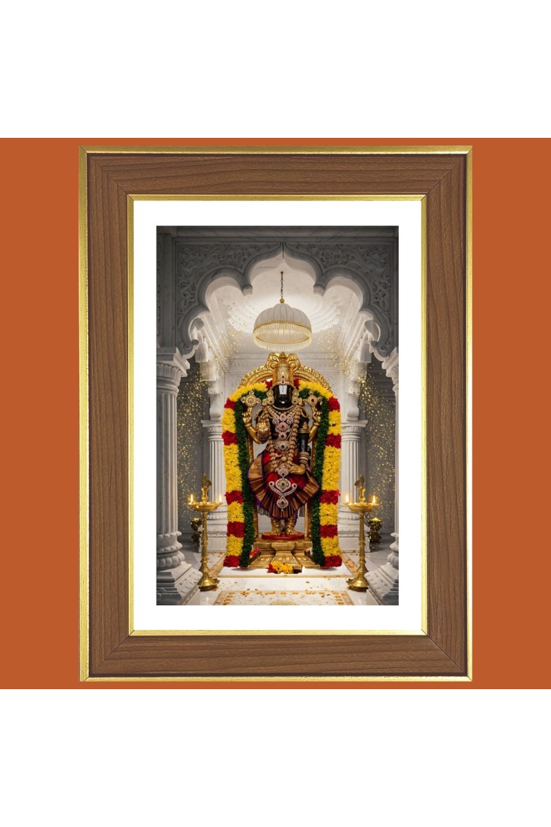 Lord Balaji Photo Frame  10x14 Inches-Brown Wooden Frame for Home , Office & Temple Decoration and Gifting