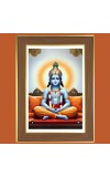 Shri Krishna with Dhyana Mudra Photo Frame  10x14 Inches-Brown Wooden Frame for Home , Office & Temple Decoration and Gifting