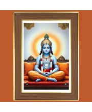 Shri Krishna with Dhyana Mudra Photo Frame  10x14 Inches-Brown Wooden Frame for Home , Office & Temple Decoration and Gifting