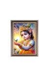 Bal Krishna (Baby) Photo Frame - 10x14 Inches, Brown Wooden Frame for Home , Office & Temple Decoration