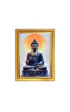 Lord Buddha Photo Frame - 10x14 Inches, Brown Wooden Frame for Home , Office & Temple Decoration
