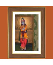 Sri Krishna with Murali Photo Frame  10x14 Inches-Brown Wooden Frame for Home , Office & Temple Decoration and Gifting
