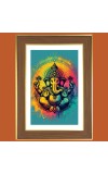 Lord Vinayaka Photo Frame  10x14 Inches-Brown Wooden Frame for Home , Office & Temple Decoration and Gifting
