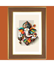 Lord Ganapathi Bappa Photo Frame  10x14 Inches-Brown Wooden Frame for Home , Office & Temple Decoration and Gifting