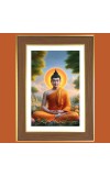 Meditating Buddha Photo Frame  10x14 Inches-Brown Wooden Frame for Home , Office & Temple Decoration and Gifting