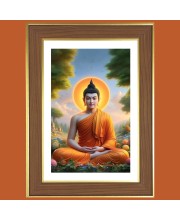 Meditating Buddha Photo Frame  10x14 Inches-Brown Wooden Frame for Home , Office & Temple Decoration and Gifting