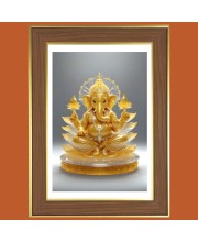Lord Ganesha Photo Frame  10x14 Inches-Brown Wooden Frame for Home , Office & Temple Decoration and Gifting