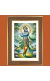 Lord Krishna playing Murali Photo Frame  10x14 Inches-Brown Wooden Frame for Home , Office & Temple Decoration and Gifting