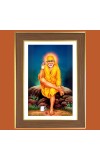 Lord Sai Baba Photo Frame  10x14 Inches-Brown Wooden Frame for Home , Office & Temple Decoration and Gifting
