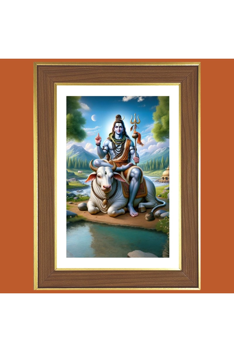 Lord Shnakara Photo Frame  10x14 Inches-Brown Wooden Frame for Home , Office & Temple Decoration and Gifting