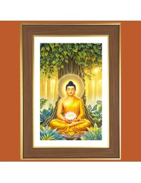 The Great Buddha Photo Frame  10x14 Inches-Brown Wooden Frame for Home , Office & Temple Decoration and Gifting