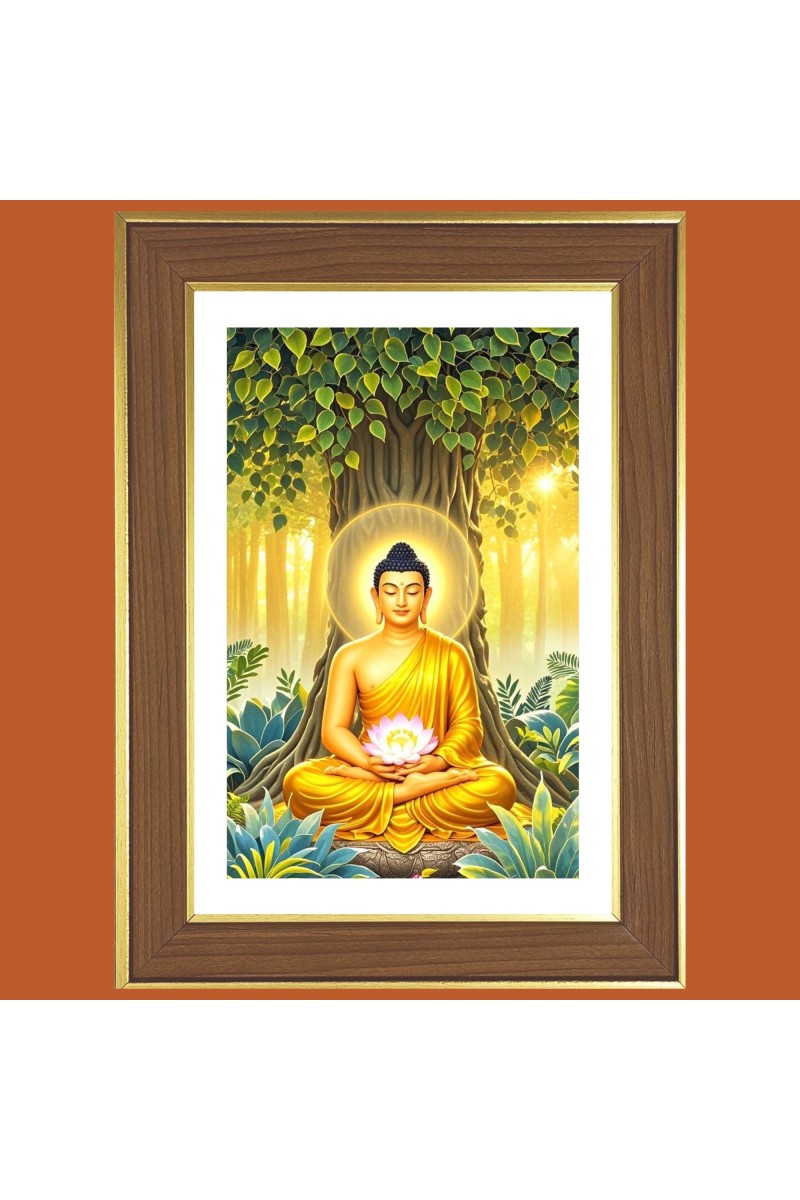 The Great Buddha Photo Frame  10x14 Inches-Brown Wooden Frame for Home , Office & Temple Decoration and Gifting