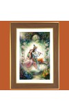 Radha krishna flute Photo Frame  10x14 Inches-Brown Wooden Frame for Home , Office & Temple Decoration and Gifting