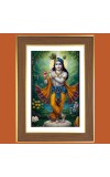God Sri Krishna Murali Photo Frame  10x14 Inches-Brown Wooden Frame for Home , Office & Temple Decoration and Gifting
