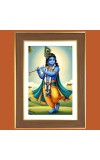 Lord krishna with flute Photo Frame  10x14 Inches-Brown Wooden Frame for Home , Office & Temple Decoration and Gifting