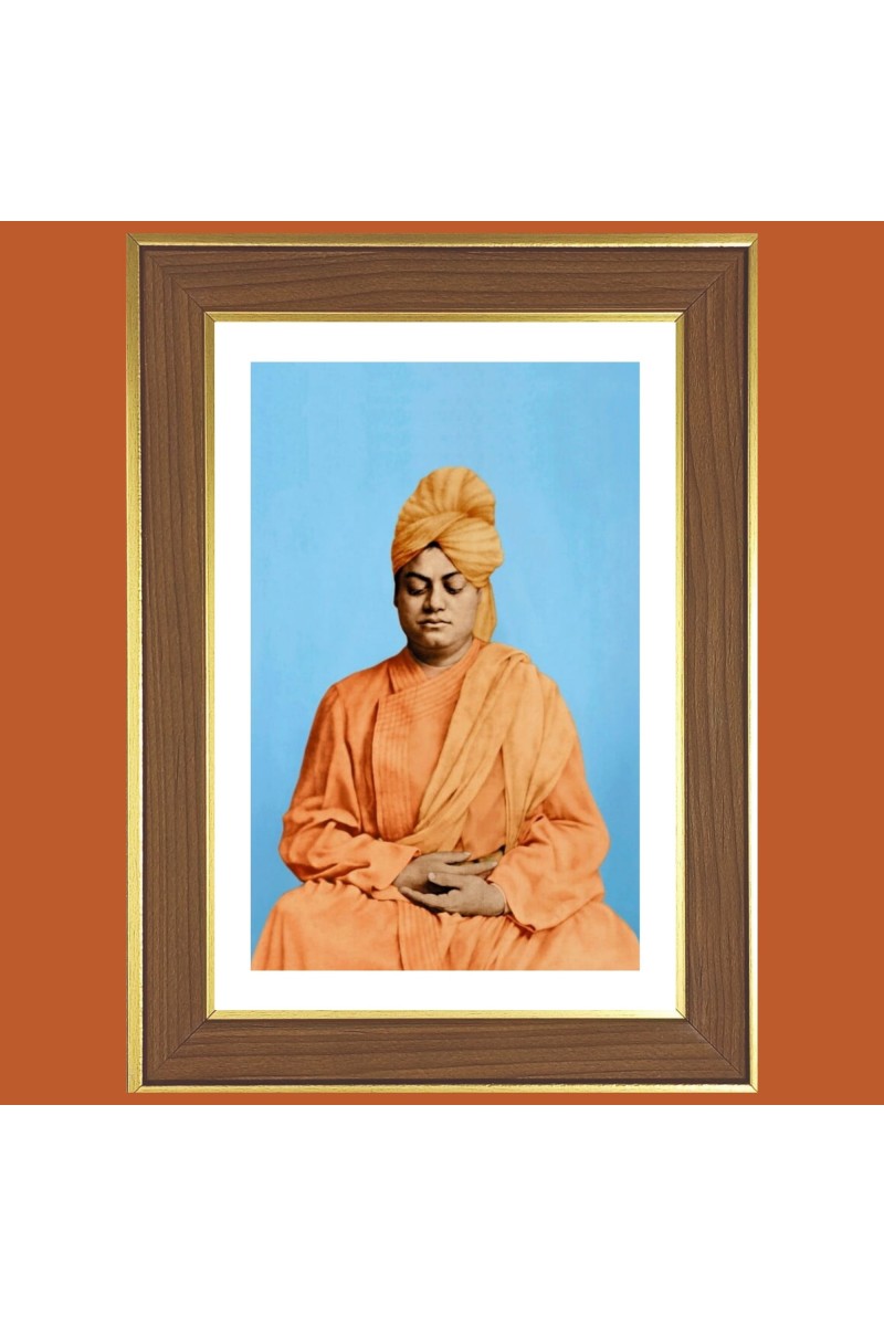 Swami Vivekananda Photo Frame  10x14 Inches-Brown Wooden Frame for Home , Office & Temple Decoration and Gifting