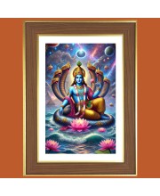Lord Vishnu Photo Frame  10x14 Inches-Brown Wooden Frame for Home , Office & Temple Decoration and Gifting