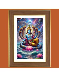 Lord Vishnu Photo Frame  10x14 Inches-Brown Wooden Frame for Home , Office & Temple Decoration and Gifting