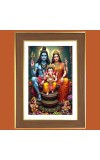 Lord Shiva and Parvathi and ganesha Photo Frame  10x14 Inches-Brown Wooden Frame for Home , Office & Temple Decoration and Gifting