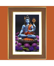 Mahadev Shankara Photo Frame  10x14 Inches-Brown Wooden Frame for Home , Office & Temple Decoration and Gifting