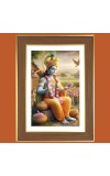 Lord krishna Photo Frame  10x14 Inches-Brown Wooden Frame for Home , Office & Temple Decoration and Gifting