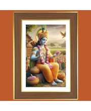 Lord krishna Photo Frame  10x14 Inches-Brown Wooden Frame for Home , Office & Temple Decoration and Gifting