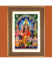 Goddess Durga Maa Photo Frame  10x14 Inches-Brown Wooden Frame for Home , Office & Temple Decoration and Gifting