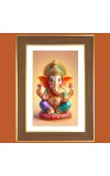 Lord Ganapathi Photo Frame  10x14 Inches-Brown Wooden Frame for Home , Office & Temple Decoration and Gifting