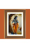 Lord Sri Krishna Photo Frame  10x14 Inches-Brown Wooden Frame for Home , Office & Temple Decoration and Gifting