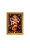 Lord Ganesh Photo Frame - 10x14 Inches, Brown Wooden Frame for Home , Office & Temple Decoration