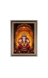 Lord Ganesh Photo Frame - 10x14 Inches, Brown Wooden Frame for Home , Office & Temple Decoration