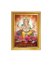 Lord Ganesh Photo Frame - 10x14 Inches, Brown Wooden Frame for Home , Office & Temple Decoration
