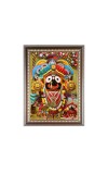 Lord Jagannath, Subhadra, Balram Photo Frame - 10x14 Inches, Brown Wooden Frame for Home , Office & Temple Decoration