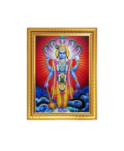 Lord Narayan Photo Frame - 10x14 Inches, Brown Wooden Frame for Home , Office & Temple Decoration