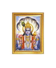 Lord Narayan Photo Frame - 10x14 Inches, Brown Wooden Frame for Home , Office & Temple Decoration